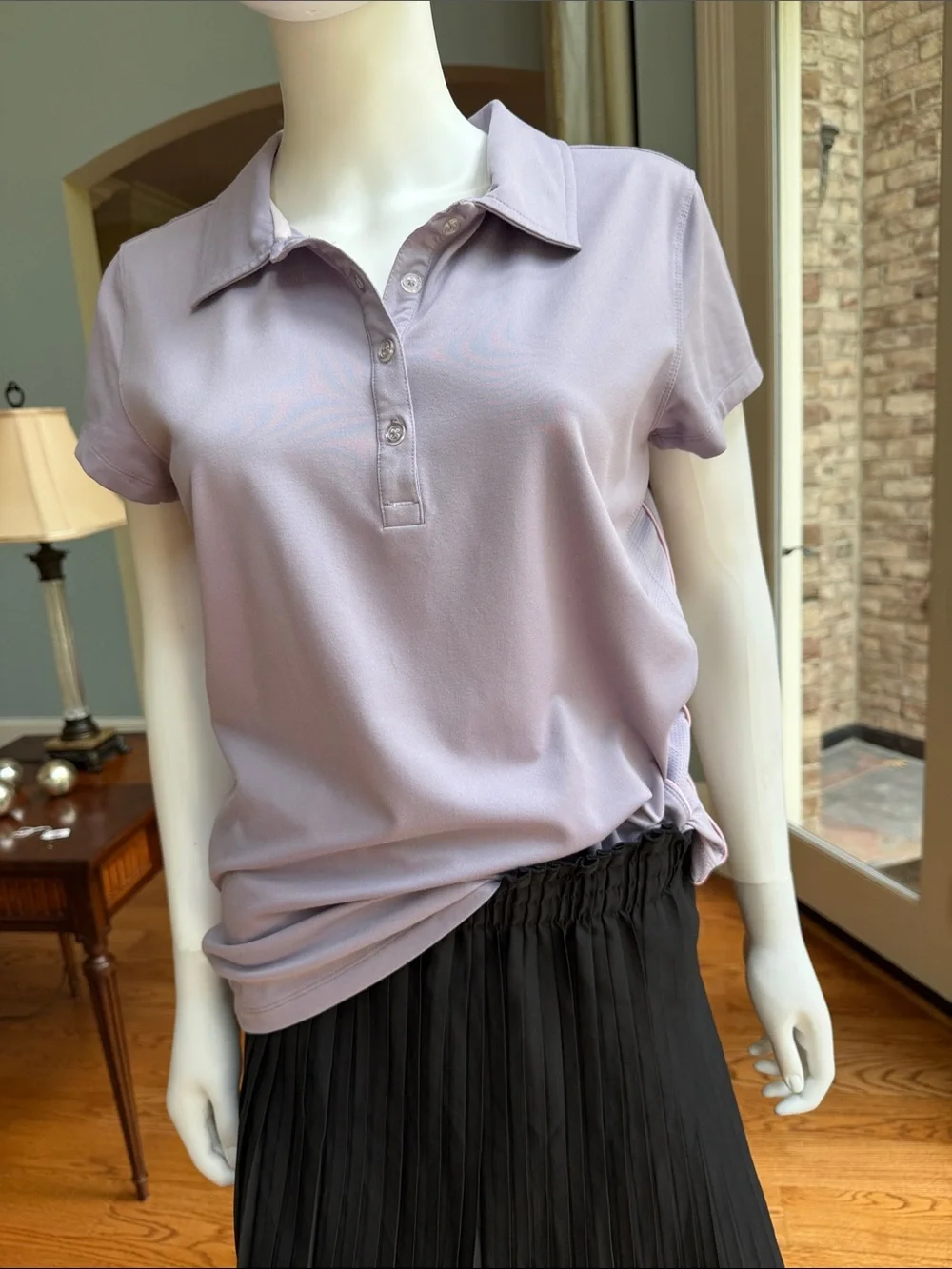 ALO Yoga Lavender Short-Sleeve Polo Top